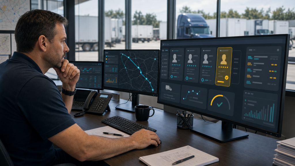 AI driver assignment dashboard for truck dispatch