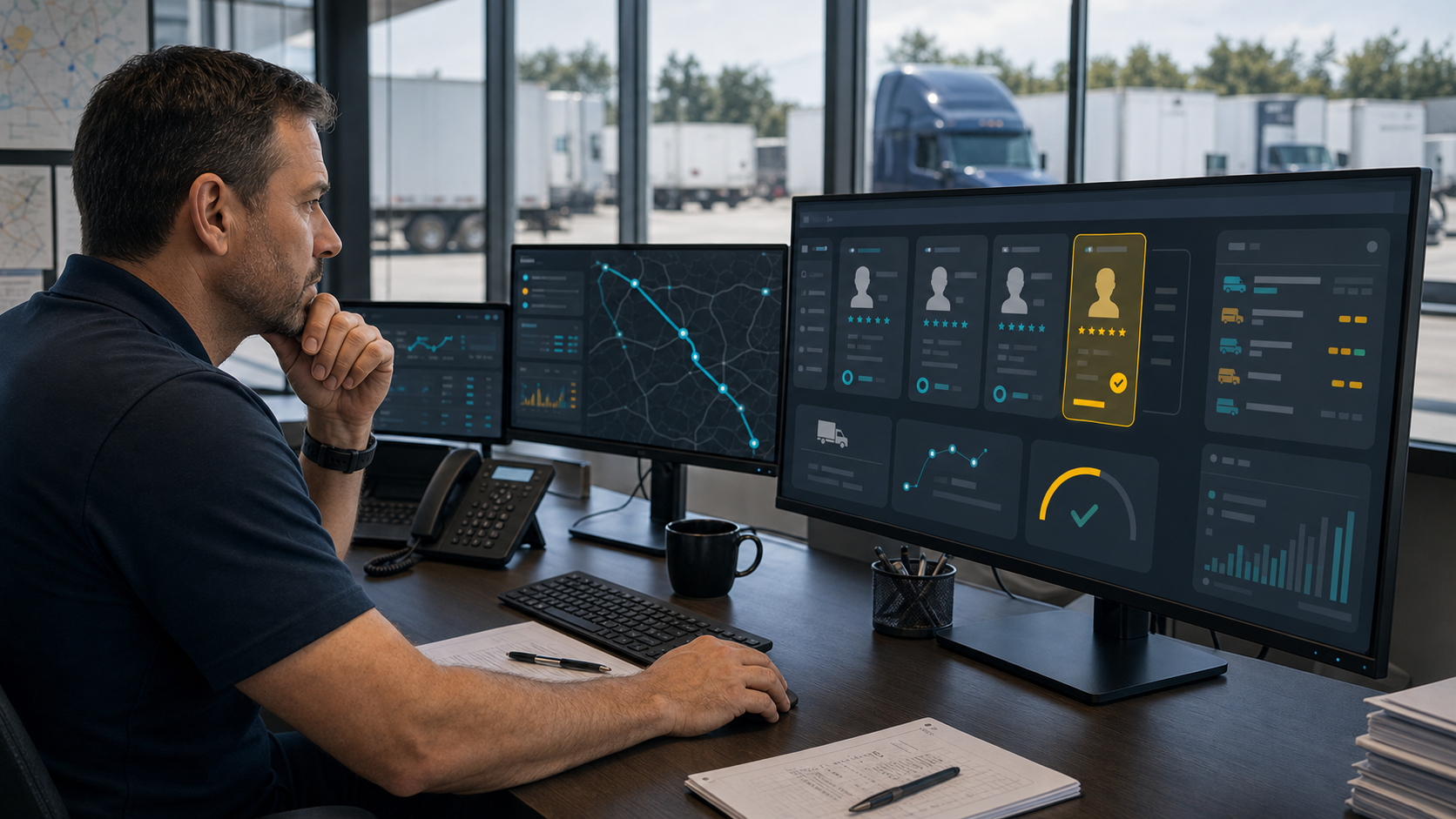 AI driver assignment dashboard for truck dispatch