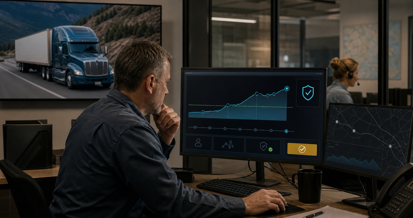 Human-approved AI negotiation dashboard showing target rate, floor rate, broker risk, route map, audit trail, and approval controls