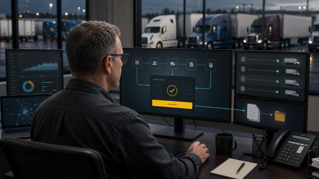 Dispatcher reviewing an AI agent recommendation before approving a truck dispatch action